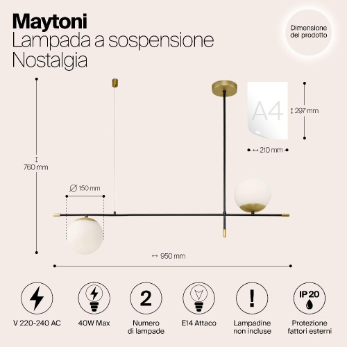 Подвесной светильник Maytoni Nostalgia MOD048PL-02G Подвесной светильник Maytoni Nostalgia MOD048PL-02G