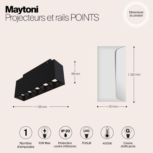 Трековый светодиодный светильник для магнитного шинопровода Maytoni Track lamps TR014-2-10W4K-B Трековый светодиодный светильник для магнитного шинопровода Maytoni Track lamps TR014-2-10W4K-B