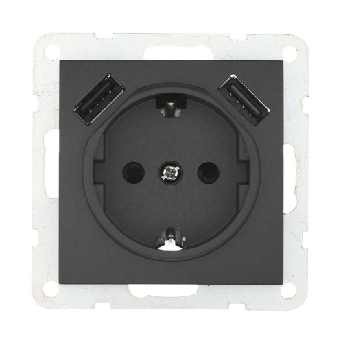 Розетка LK Studio с з/к + 2хUSB разъема, 2А (черный бархат) LK60 868008-1 Розетка LK Studio с з/к + 2хUSB разъема, 2А (черный бархат) LK60 868008-1