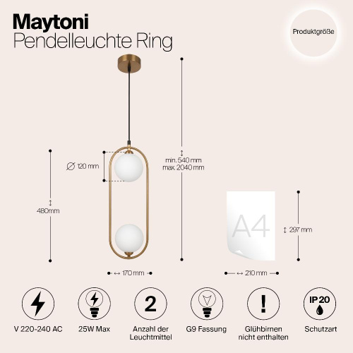 Подвесной светильник Maytoni MOD013PL-02BS1 Подвесной светильник Maytoni MOD013PL-02BS1