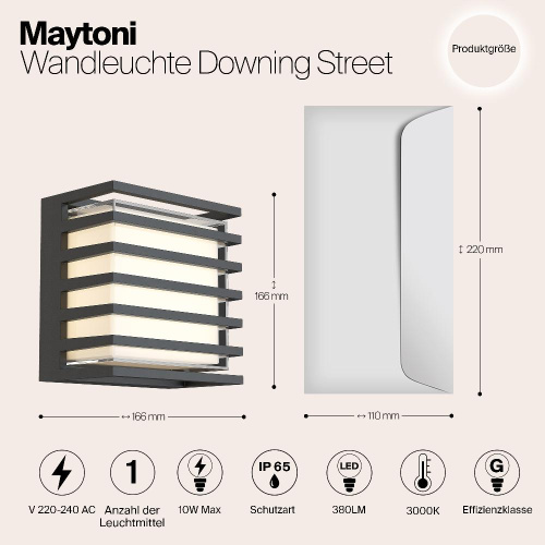 Уличный настенный светодиодный светильник Maytoni Downing Street O020WL-L10B4K Уличный настенный светодиодный светильник Maytoni Downing Street O020WL-L10B4K