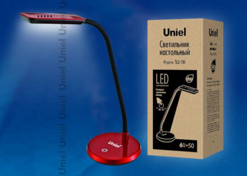 Настольная лампа Uniel TLD-510 Red/LED/550Lm/4500K/Dimer 07535 Настольная лампа Uniel TLD-510 Red/LED/550Lm/4500K/Dimer 07535