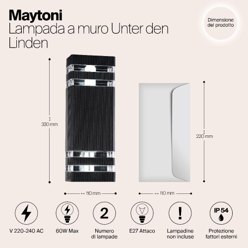 Уличный настенный светильник Maytoni Unter den Linden O578WL-02B Уличный настенный светильник Maytoni Unter den Linden O578WL-02B