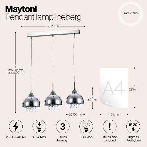 Подвесной светильник Maytoni Iceberg P012-PL-03-N Подвесной светильник Maytoni Iceberg P012-PL-03-N
