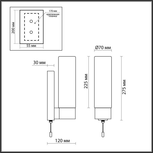 Подсветка для зеркал Odeon Light Drops Tingi 2660/1W Подсветка для зеркал Odeon Light Drops Tingi 2660/1W