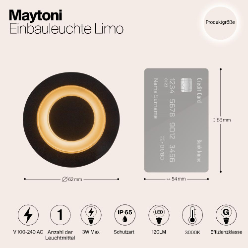 Встраиваемый светодиодный светильник Maytoni Limo O037-L3B3K Встраиваемый светодиодный светильник Maytoni Limo O037-L3B3K
