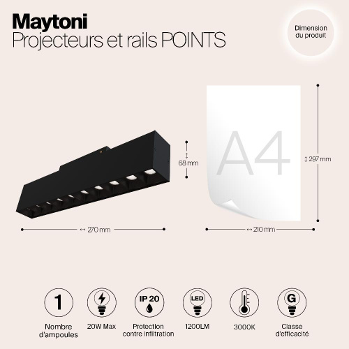 Трековый светодиодный светильник для магнитного шинопровода Maytoni Track Lamps TR014-2-20W3K-B
