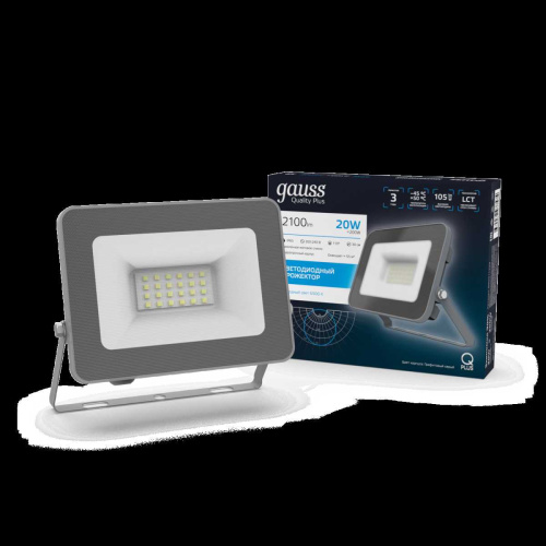 Прожектор светодиодный Gauss Qplus 20W 6500К 690511320 Прожектор светодиодный Gauss Qplus 20W 6500К 690511320