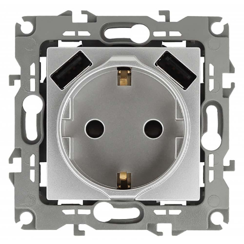 Розетка ЭРА 12 2P+E 16A-250В с защитной шторкой и с 2xUSB 5В-3А 12-4109-03 Б0047842 Розетка ЭРА 12 2P+E 16A-250В с защитной шторкой и с 2xUSB 5В-3А 12-4109-03 Б0047842