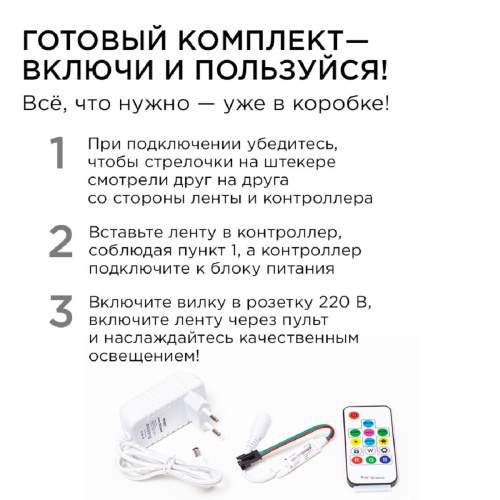 Комплект адресной светодиодной ленты Apeyron 24В, 14,4Вт/м, smd5050 10-91 Комплект адресной светодиодной ленты Apeyron 24В, 14,4Вт/м, smd5050 10-91