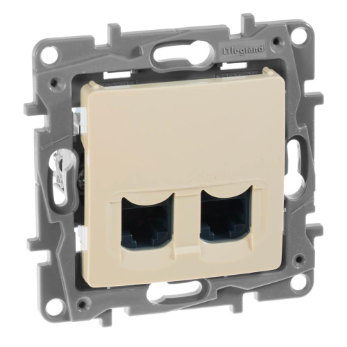 Розетка компьютерная 2хRJ45 Legrand Etika 6 кат UTP слоновая кость 672354 Розетка компьютерная 2хRJ45 Legrand Etika 6 кат UTP слоновая кость 672354