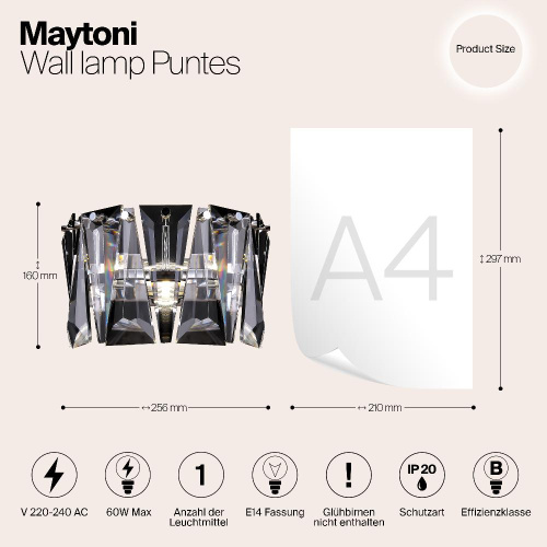 Настенный светильник Maytoni Puntes MOD043WL-01CH Настенный светильник Maytoni Puntes MOD043WL-01CH