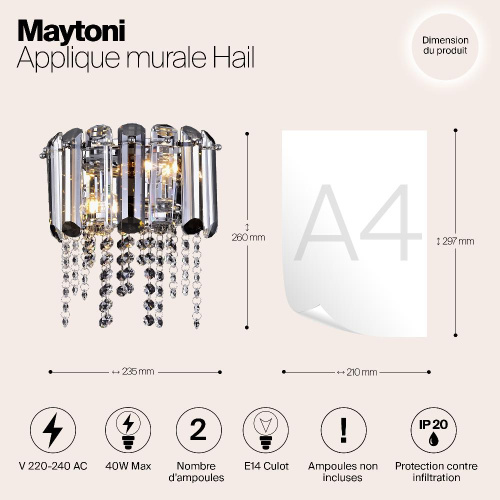 Настенный светильник Maytoni Hail MOD097WL-02CH Настенный светильник Maytoni Hail MOD097WL-02CH