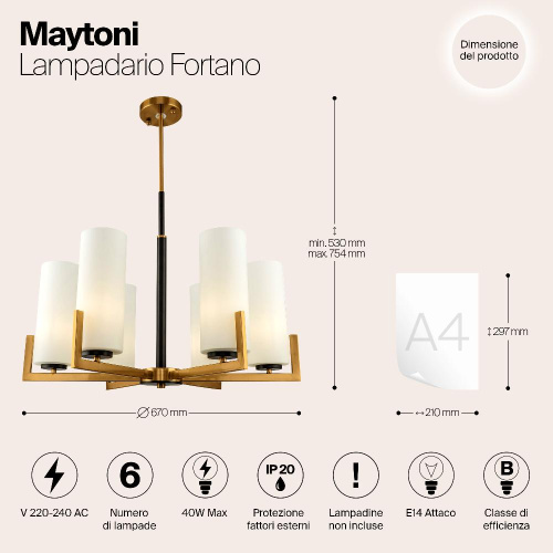 Подвесная люстра Maytoni Fortano MOD089PL-06BS Подвесная люстра Maytoni Fortano MOD089PL-06BS