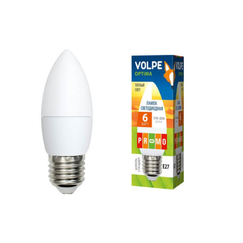 Лампа светодиодная E27 6W 3000K матовая LED-C37-6W/WW/E27/FR/O UL-00001066
