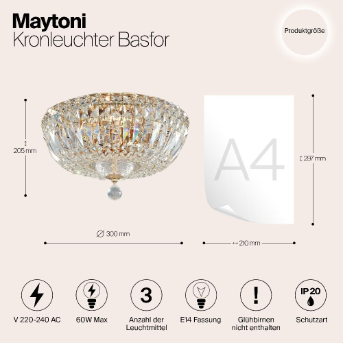 Потолочный светильник Maytoni Basfor DIA100-CL-03-G Потолочный светильник Maytoni Basfor DIA100-CL-03-G