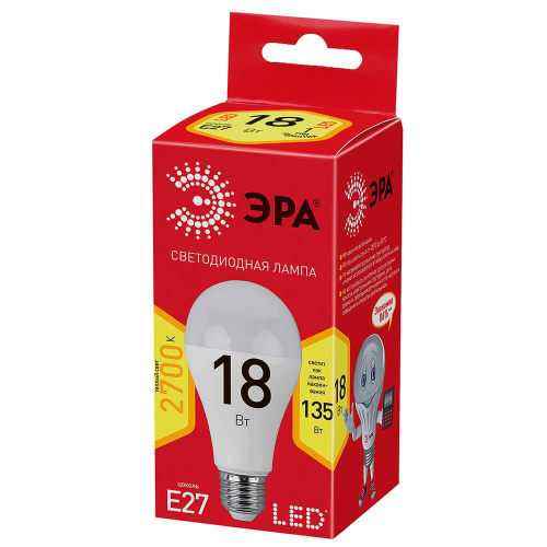 Лампа светодиодная ЭРА E27 18W 2700K матовая ECO LED A65-18W-827-E27 Б0031706 Лампа светодиодная ЭРА E27 18W 2700K матовая ECO LED A65-18W-827-E27 Б0031706