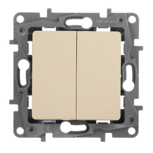 Переключатель двухклавишный Legrand Etika 10A 250V слоновая кость 672312 Переключатель двухклавишный Legrand Etika 10A 250V слоновая кость 672312