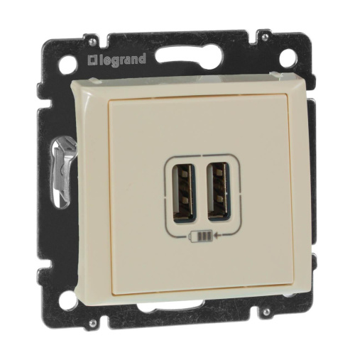 Розетка USB двойная Legrand Valena 240V/5V 2400mA слоновая кость 774170 Розетка USB двойная Legrand Valena 240V/5V 2400mA слоновая кость 774170