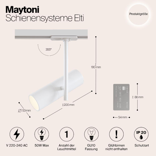 Трековый светильник Maytoni Track TR005-1-GU10-W Трековый светильник Maytoni Track TR005-1-GU10-W