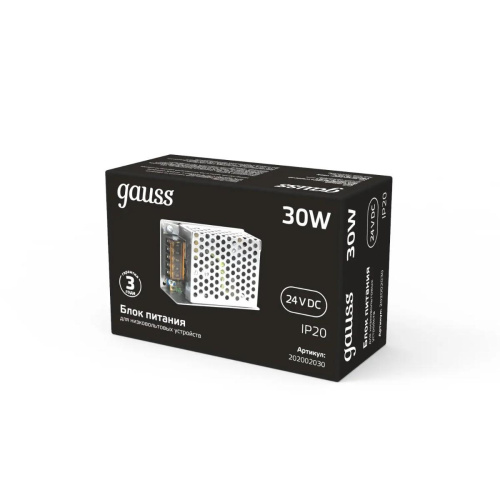 Блок питания Gauss 30W 24V IP20 202002030 Блок питания Gauss 30W 24V IP20 202002030