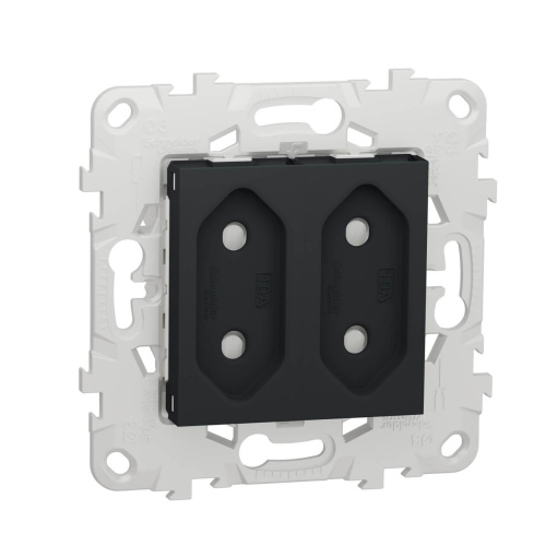 Розетка двойная Schneider Electric Unica New б/з со шторками NU503154 Розетка двойная Schneider Electric Unica New б/з со шторками NU503154