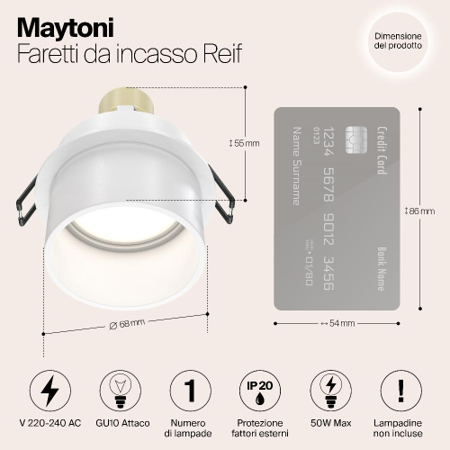 Встраиваемый светильник Maytoni Reif DL050-01W Встраиваемый светильник Maytoni Reif DL050-01W