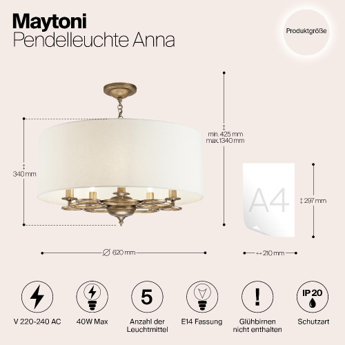 Подвесной светильник Maytoni H007PL-05G Подвесной светильник Maytoni H007PL-05G