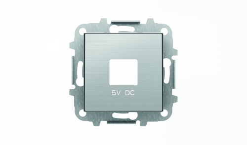 Накладка для механизмов зарядного устройства USB, арт.8185, серия SKY, цвет нержавеющая сталь Накладка для механизмов зарядного устройства USB, арт.8185, серия SKY, цвет нержавеющая сталь