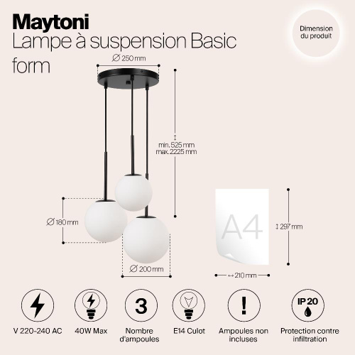 Подвесной светильник Maytoni MOD321PL-03B Подвесной светильник Maytoni MOD321PL-03B