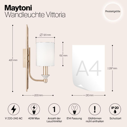 Бра Maytoni Vittoria H005WL-01BG Бра Maytoni Vittoria H005WL-01BG