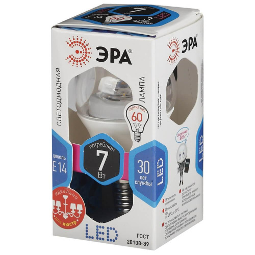 Лампа светодиодная ЭРА E14 7W 4000K прозрачная LED P45-7W-840-E14-Clear Лампа светодиодная ЭРА E14 7W 4000K прозрачная LED P45-7W-840-E14-Clear