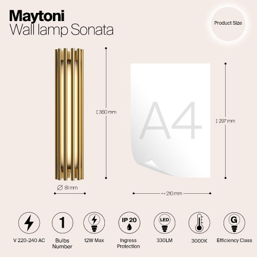 Настенный светильник Maytoni Sonata MOD410WL-L12BS3K Настенный светильник Maytoni Sonata MOD410WL-L12BS3K