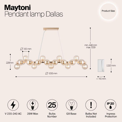 Подвесная люстра Maytoni Dallas MOD547PL-25G Подвесная люстра Maytoni Dallas MOD547PL-25G