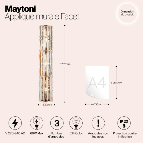 Настенный светильник Maytoni Facet MOD094WL-03G Настенный светильник Maytoni Facet MOD094WL-03G