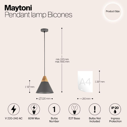 Подвесной светильник Maytoni Bicones P359-PL-220-C Подвесной светильник Maytoni Bicones P359-PL-220-C