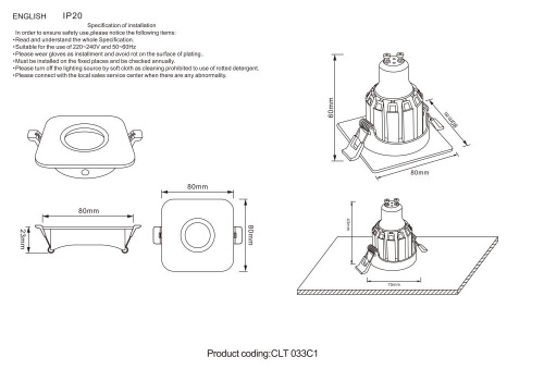 Встраиваемый светильник Crystal Lux CLT 033C1 BL Встраиваемый светильник Crystal Lux CLT 033C1 BL