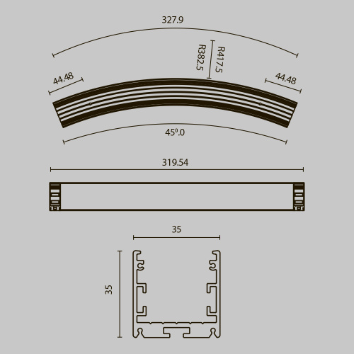 Комплектующие к светодиодной ленте Led Strip ALM-3535R-B-D-45°-0.8M Комплектующие к светодиодной ленте Led Strip ALM-3535R-B-D-45°-0.8M