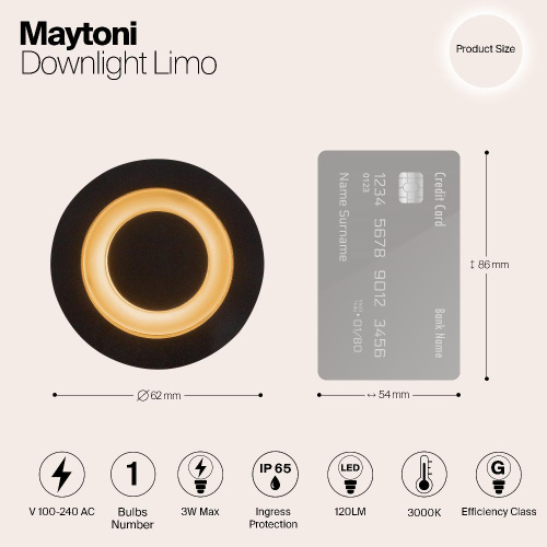 Встраиваемый светодиодный светильник Maytoni Limo O037-L3B3K Встраиваемый светодиодный светильник Maytoni Limo O037-L3B3K