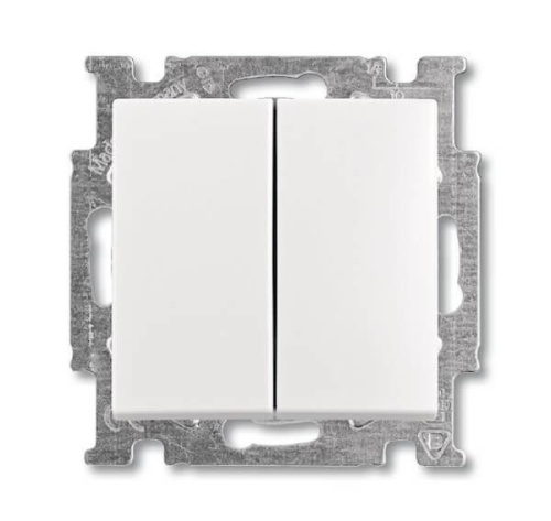 Выключатель двухклавишный ABB Basic55 10A 250V альпийский белый 2CKA001012A2141
