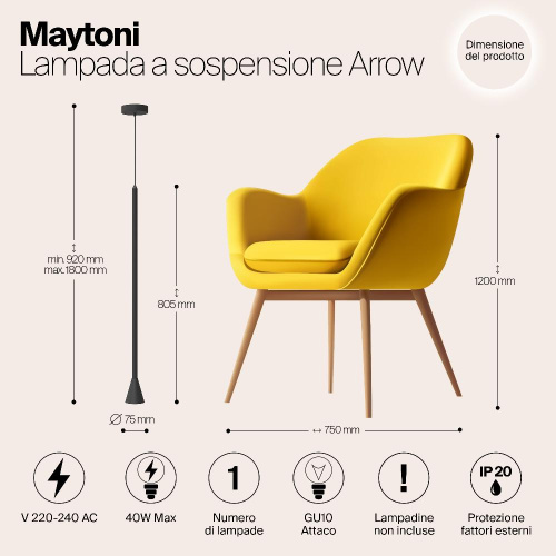 Подвесной светильник Maytoni Arrow P064PL-01B Подвесной светильник Maytoni Arrow P064PL-01B