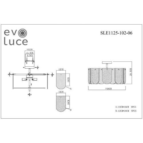 Потолочная люстра Evoluce Erzo SLE1125-102-06 Потолочная люстра Evoluce Erzo SLE1125-102-06