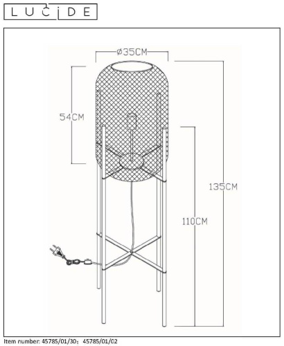 Торшер Lucide Mesh 45785/01/02 Торшер Lucide Mesh 45785/01/02