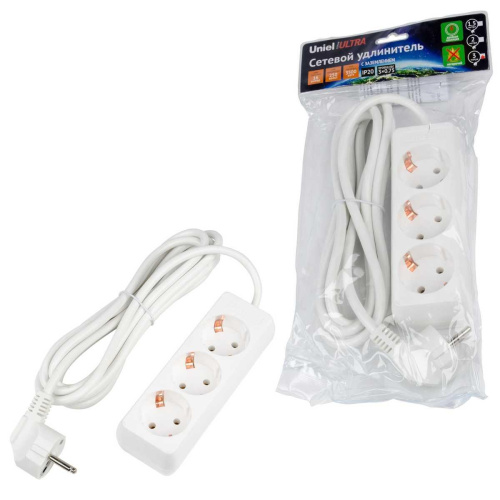 Удлинитель Uniel Ultra 3гн х 3м с/з S-GCU3-3 White UL-00010001 Удлинитель Uniel Ultra 3гн х 3м с/з S-GCU3-3 White UL-00010001