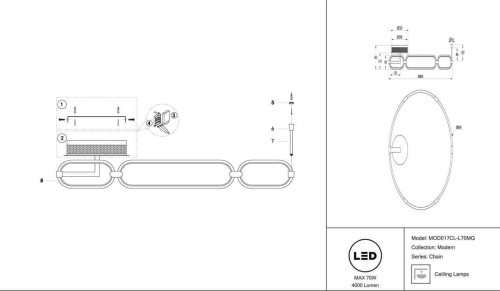 Потолочный светодиодный светильник Maytoni Chain MOD017CL-L70MG