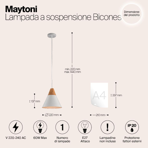 Подвесной светильник Maytoni Bicones P359-PL-01-W Подвесной светильник Maytoni Bicones P359-PL-01-W