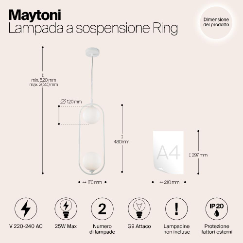 Подвесной светильник Maytoni Ring MOD013PL-02W Подвесной светильник Maytoni Ring MOD013PL-02W