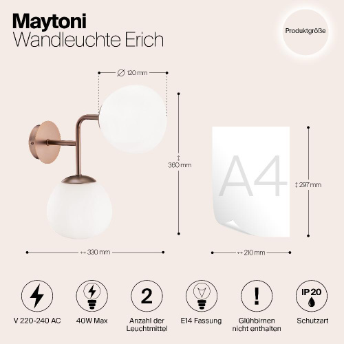 Бра Maytoni Erich MOD221-WL-02-G Бра Maytoni Erich MOD221-WL-02-G