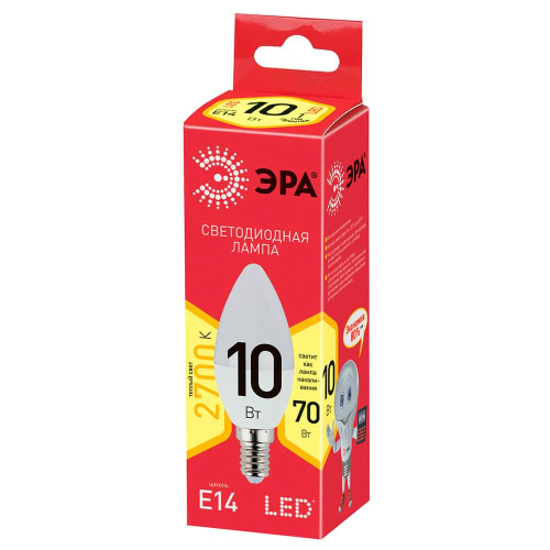 Лампа светодиодная ЭРА E14 10W 2700K матовая ECO LED B35-10W-827-E14 Б0032961 Лампа светодиодная ЭРА E14 10W 2700K матовая ECO LED B35-10W-827-E14 Б0032961
