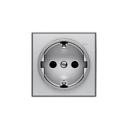 Накладка для розетки SCHUKO с линзой для контрольной подсветки, серия SKY, цвет серебристый алюминий Накладка для розетки SCHUKO с линзой для контрольной подсветки, серия SKY, цвет серебристый алюминий